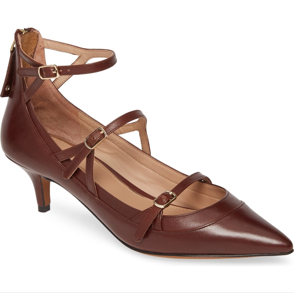 Like New! Cathy Pump -  size 9 - LINEA PAOLO - Chocolate Leather - Kitten Heel